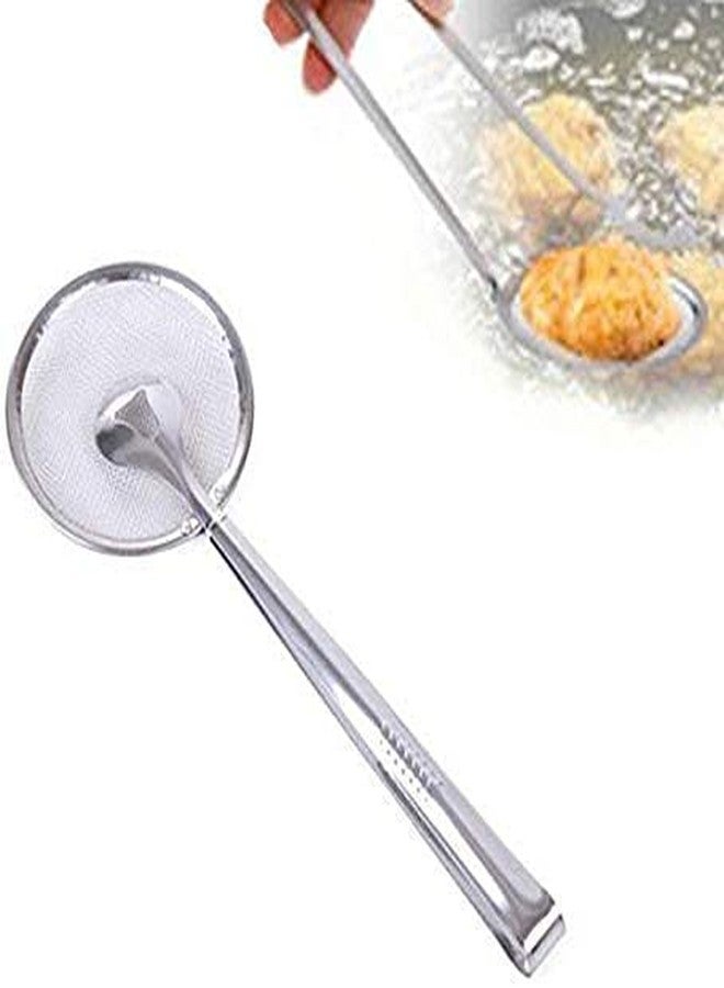NOBILEA Kitchen Multi-Functional 2 in 1 Fry Tool Filter Spoon Snack Strainer with Clip, Oil Frying BBQ Filter Stainless Steel Mesh Colander Serving Tong Pakkad Strainer Kitchen Tool - Image 4